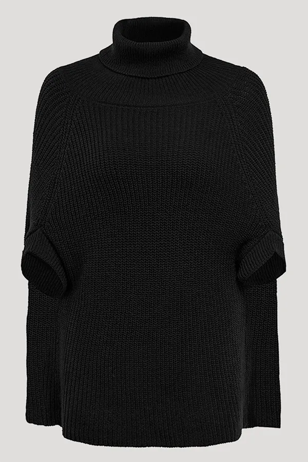 Casual Street Solid Patchwork Turtleneck Tops Sweater (Without Belt)(4 Colors)