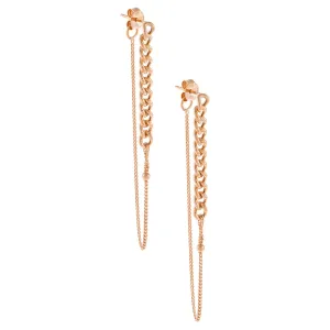 Chain X Ball Chain Drop Stud Earring