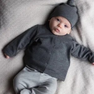 Che Organic Cotton Fleece Cardigan (Dark Grey)
