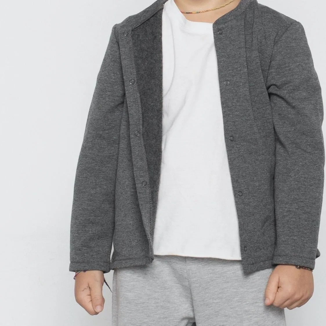 Che Organic Cotton Fleece Cardigan (Dark Grey)