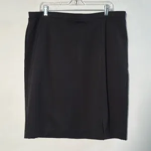 CHICO'S NWT Seasonless Ponte Thigh Slit Career Minimalist Black Pencil Skirt 16