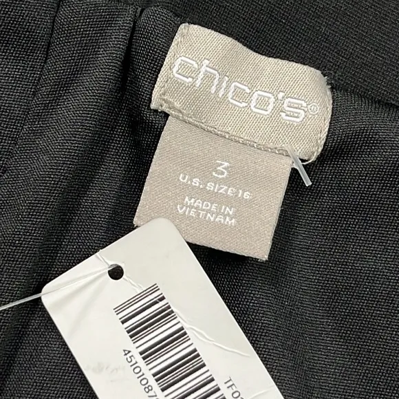 CHICO'S NWT Seasonless Ponte Thigh Slit Career Minimalist Black Pencil Skirt 16