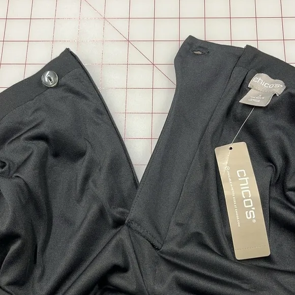 CHICO'S NWT Seasonless Ponte Thigh Slit Career Minimalist Black Pencil Skirt 16