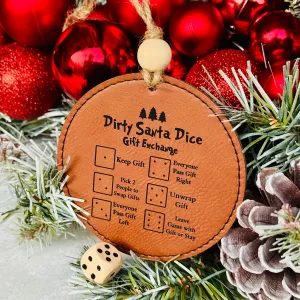 Christmas Dice Game aka Dirty Santa Leatherette Christmas Ornament