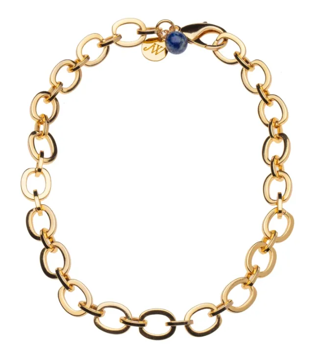 Chunky Link Chain With Lapis Bead
