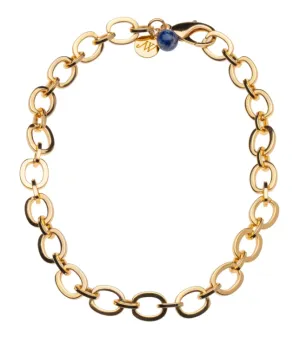 Chunky Link Chain With Lapis Bead