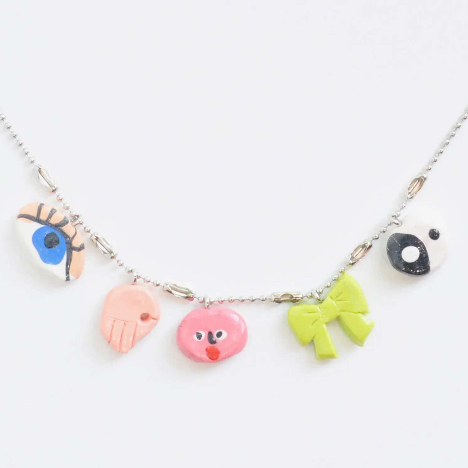 Clay Charm Necklaces On Ball Chain - Tiffany Charms
