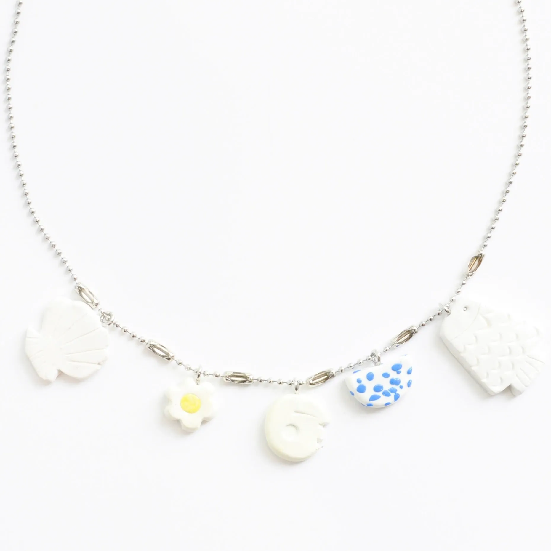 Clay Charm Necklaces On Ball Chain - Tiffany Charms