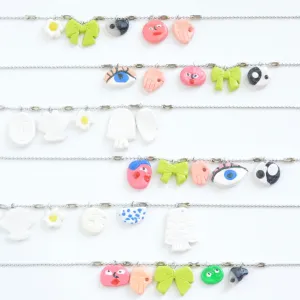Clay Charm Necklaces On Ball Chain - Tiffany Charms