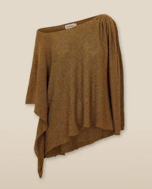 CLIVIA | Metallic Ochre Asymmetric Knitted Cape