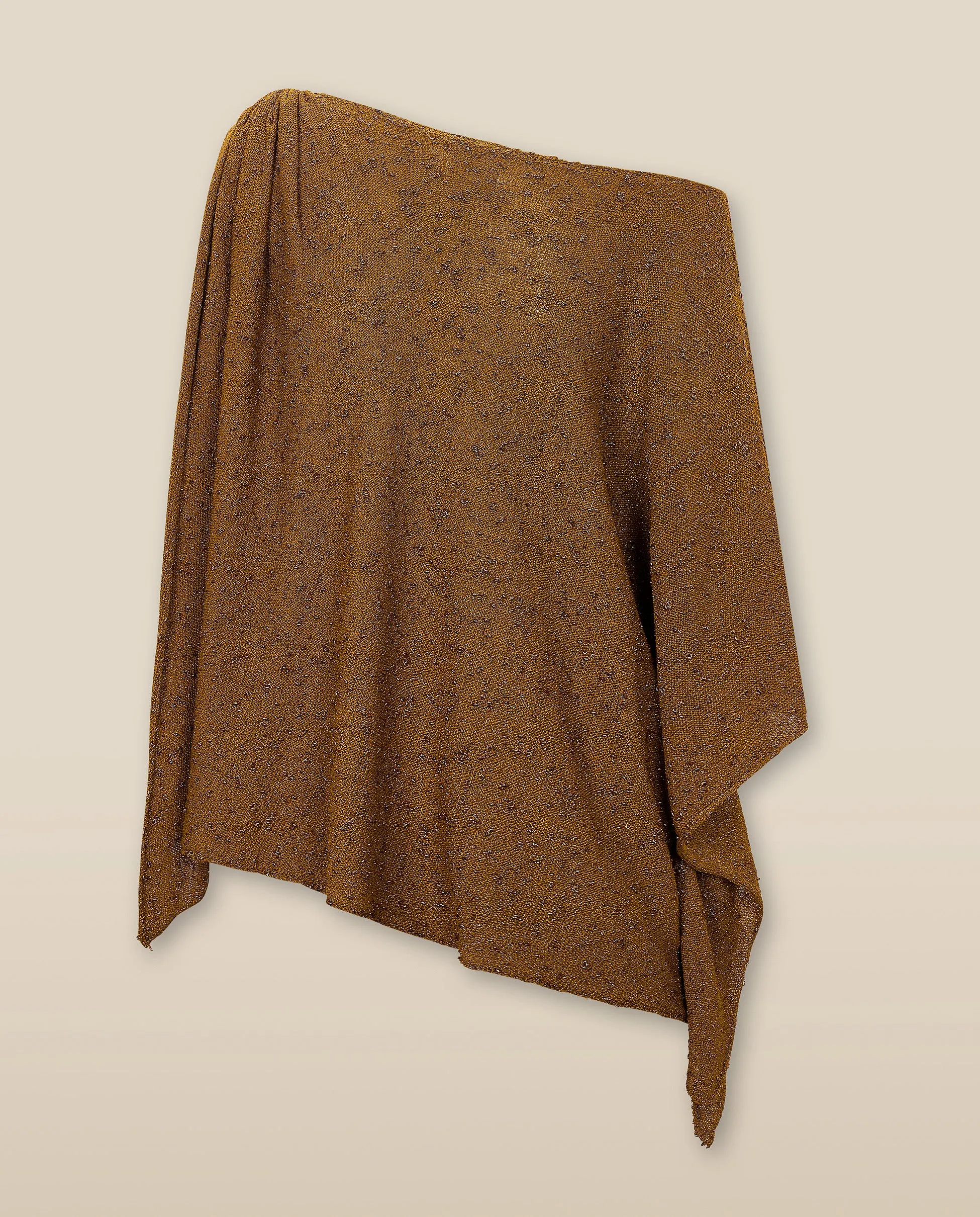 CLIVIA | Metallic Ochre Asymmetric Knitted Cape