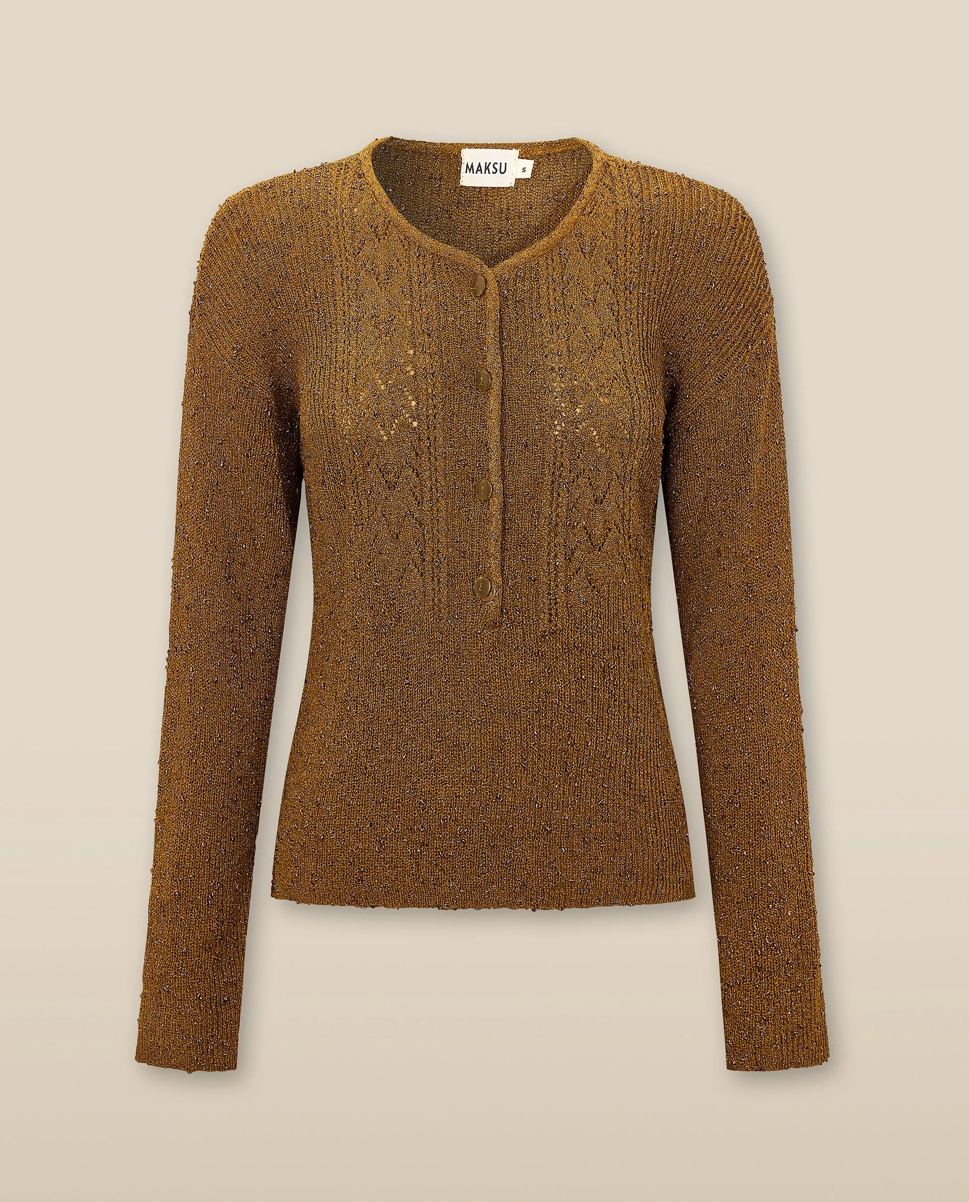 CLIVIA | Ochre Sparkle Button Sweater