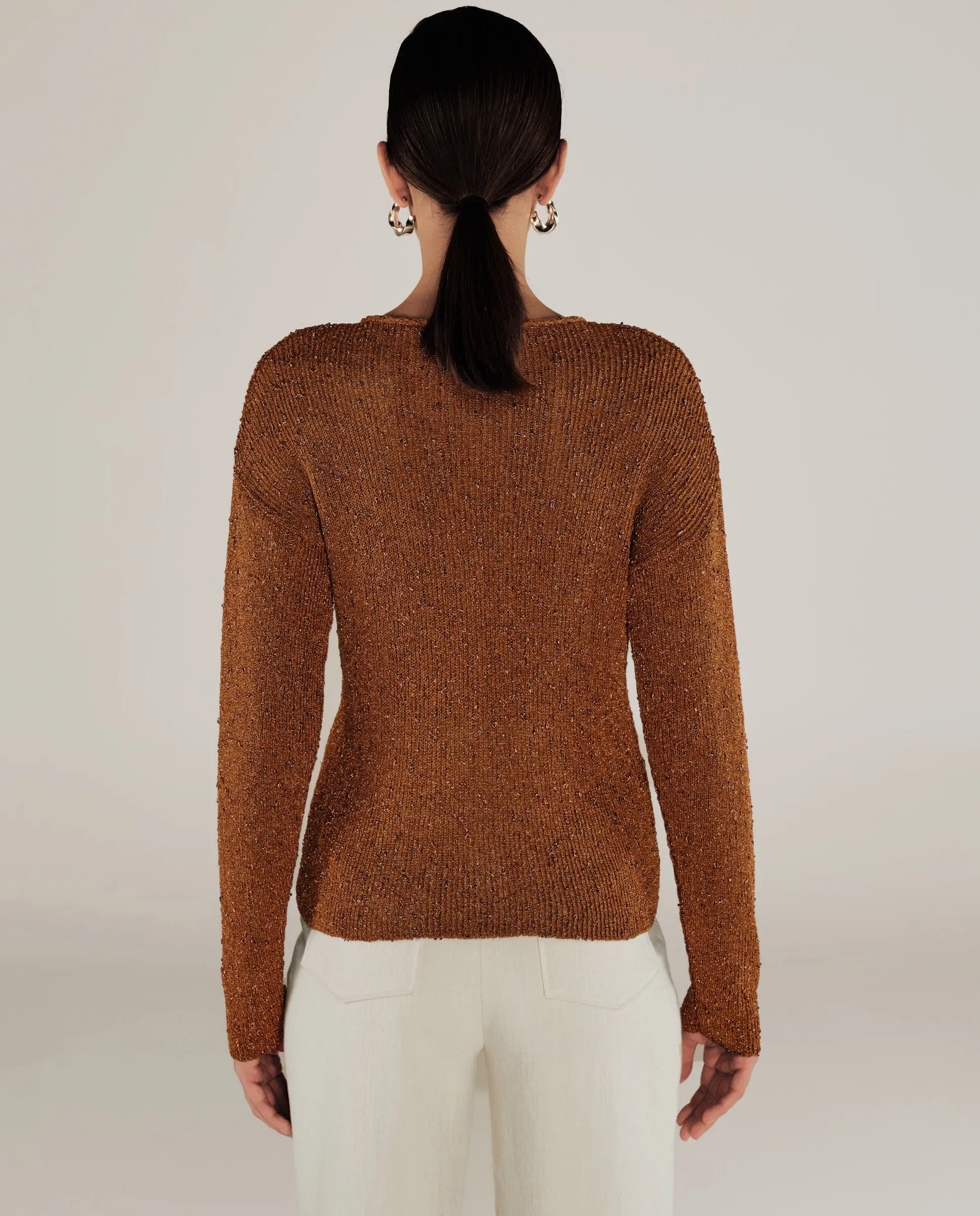 CLIVIA | Ochre Sparkle Button Sweater