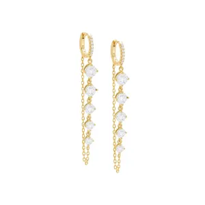 Colored Pavé Chain Drop Graduated CZ Huggie Earring