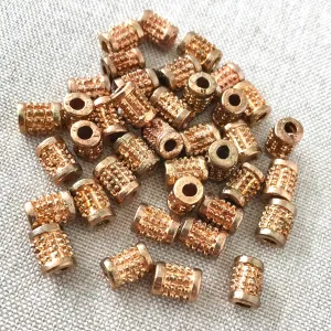 Copper Bumpy Spacer Bead - Tube - 8mm - Large Hole - Package of 39 Beads