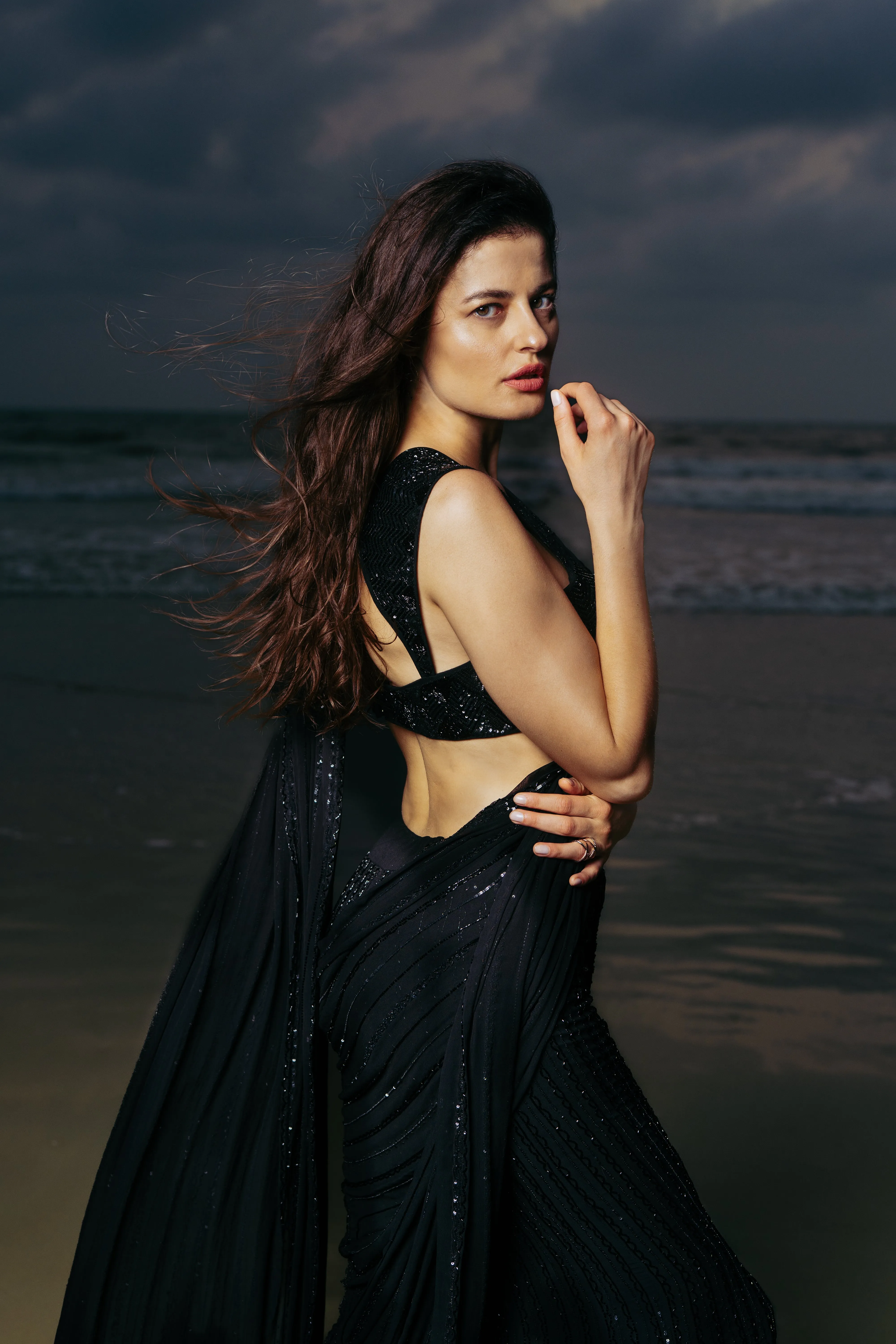 Coral Bloom Pre Drape Saree