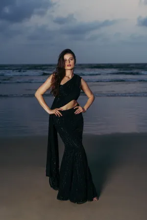Coral Bloom Pre Drape Saree