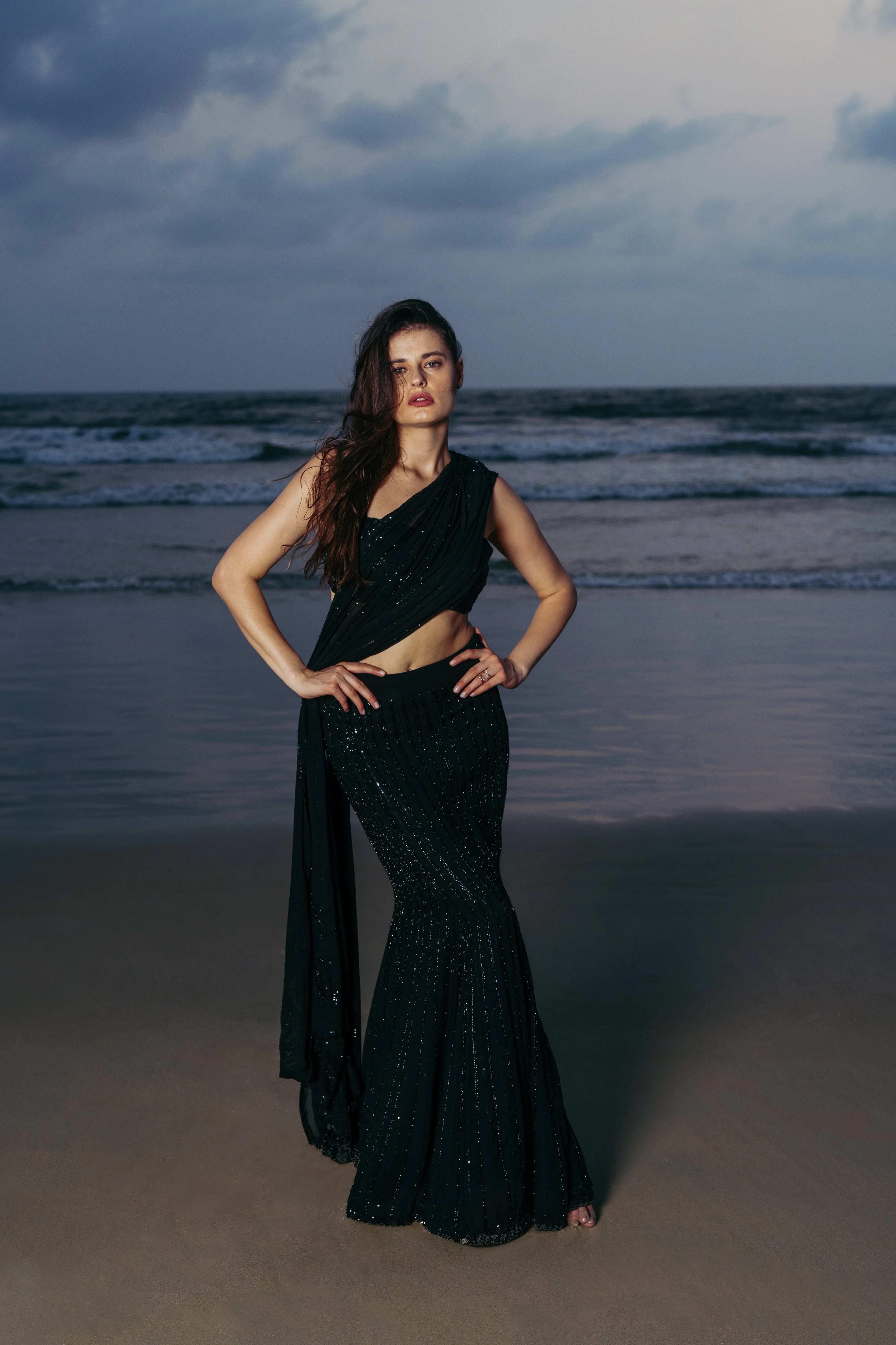Coral Bloom Pre Drape Saree