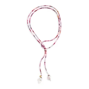 Cotton Candy Spinel and Diamond Gold Baroque Pearl Lariat