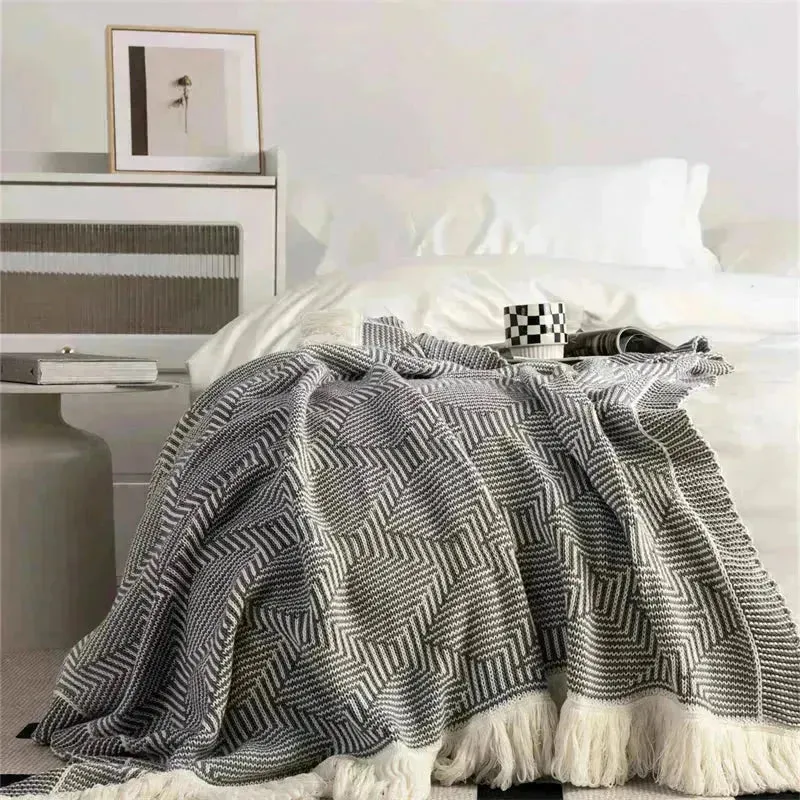 Cozy Macrame Meadow Throw Blanket