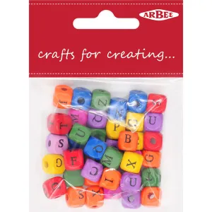 CRAFT WOODEN ALPHABET CUBE BEAD ASST 20G
