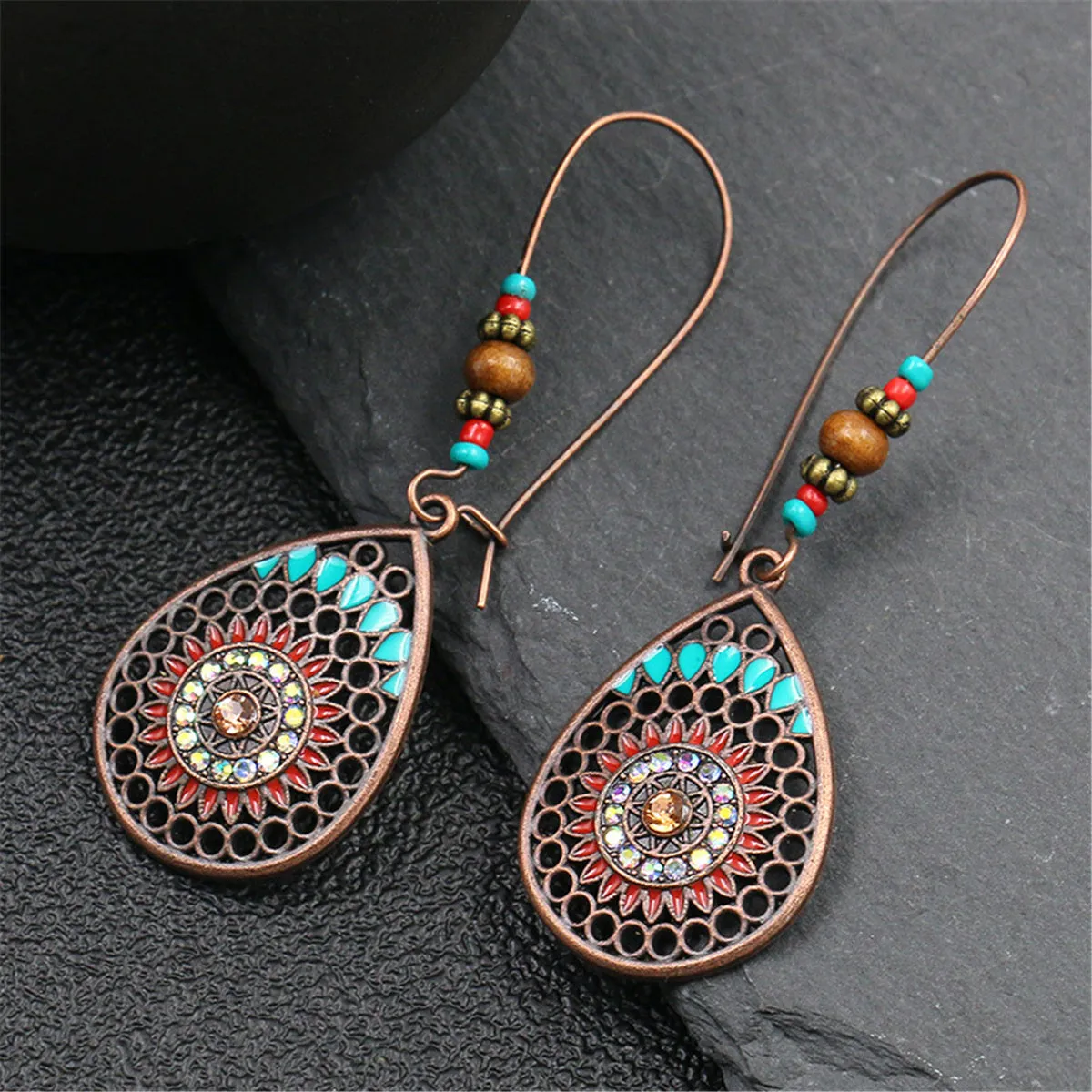 Cubic Zirconia & Howlite 18K Gold-Plated Drop Earrings