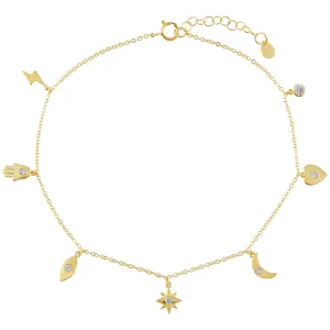 CZ Dangling Charms Anklet