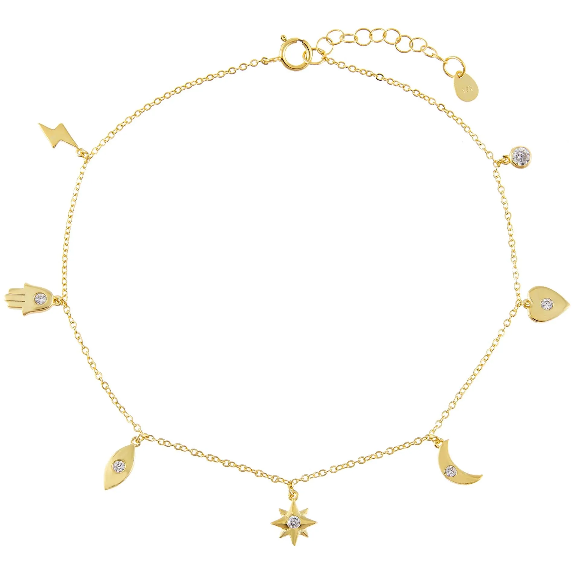 CZ Dangling Charms Anklet