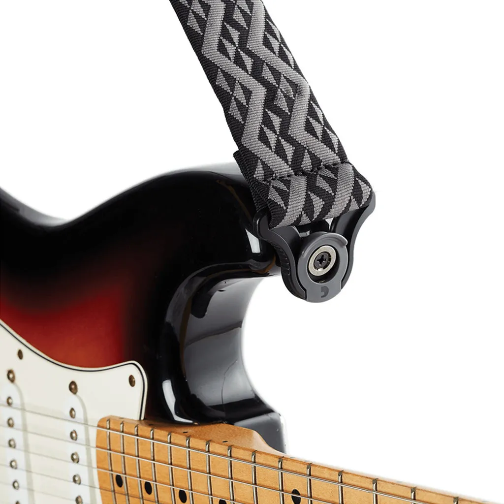 D'Addario 50mm Auto Lock Guitar Strap, Black Geometric Padded