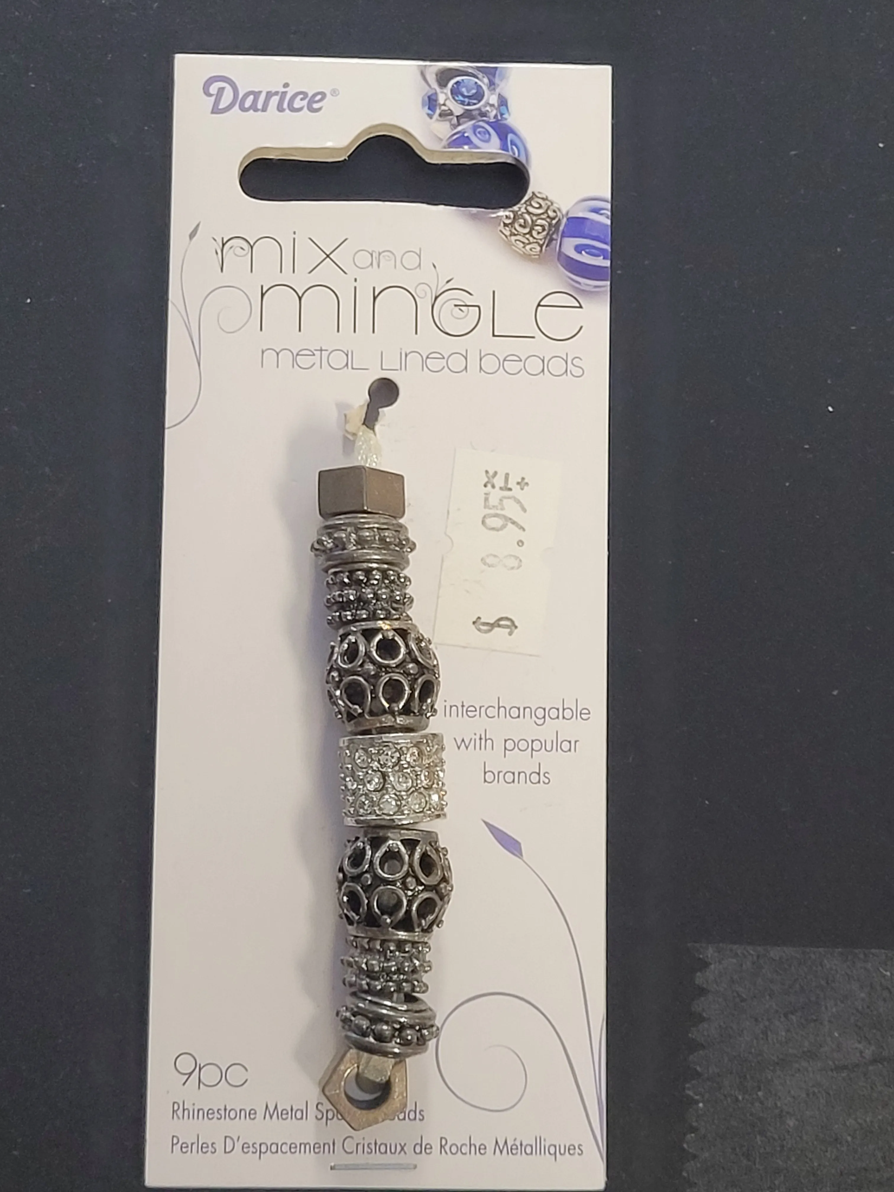 Darice Mix and Mingle Glass Lined Metal Beads, Crystal