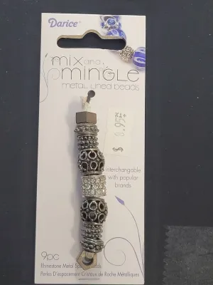 Darice Mix and Mingle Glass Lined Metal Beads, Crystal