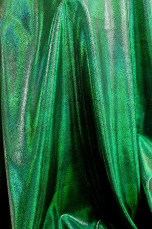 Deep Green Metallic Spandex Fabric Sample