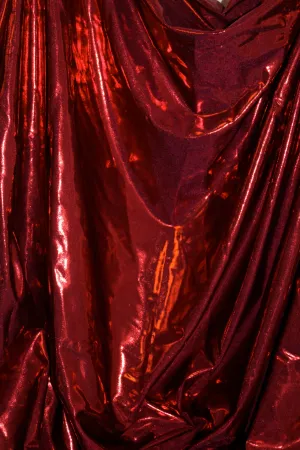 Deep Red Metallic Spandex Fabric Sample
