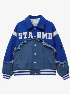 DENIM PATCHWORK BASEBALL JACKET