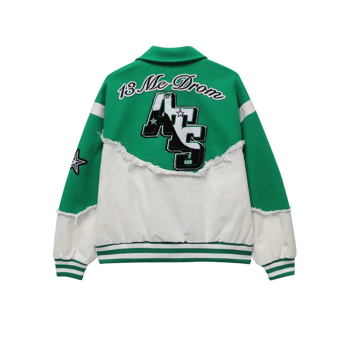 DENIM PATCHWORK BASEBALL JACKET