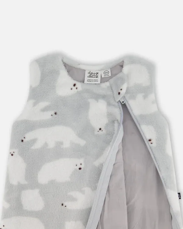 Deux Par Deux Polar Bear Print Fleece Sleep Sack TOG 2.0: Size 0/6M to 18/36M