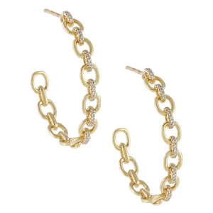 Diamond Chain Hoop Earring 14K
