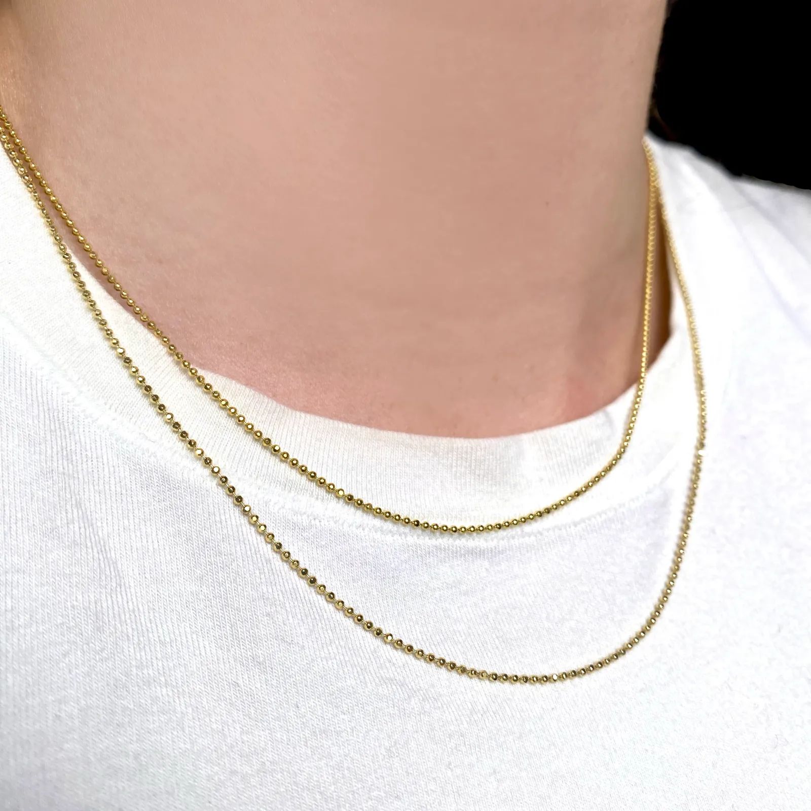 Diamond Cut Bead Chain Necklace