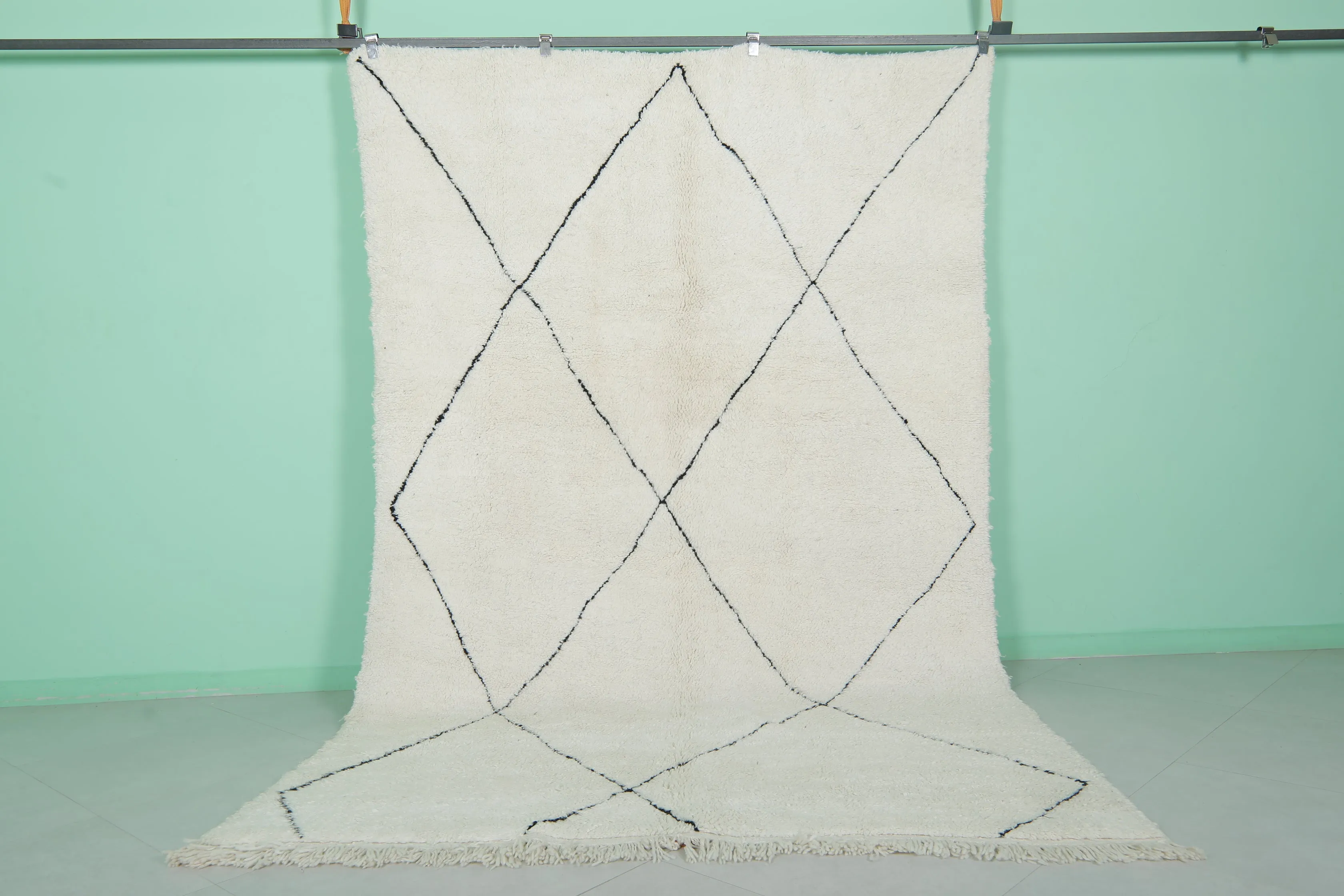 Diamond Moroccan Rug - 6.4 x 10.2 Feet | Handwoven Wool Statement Rug