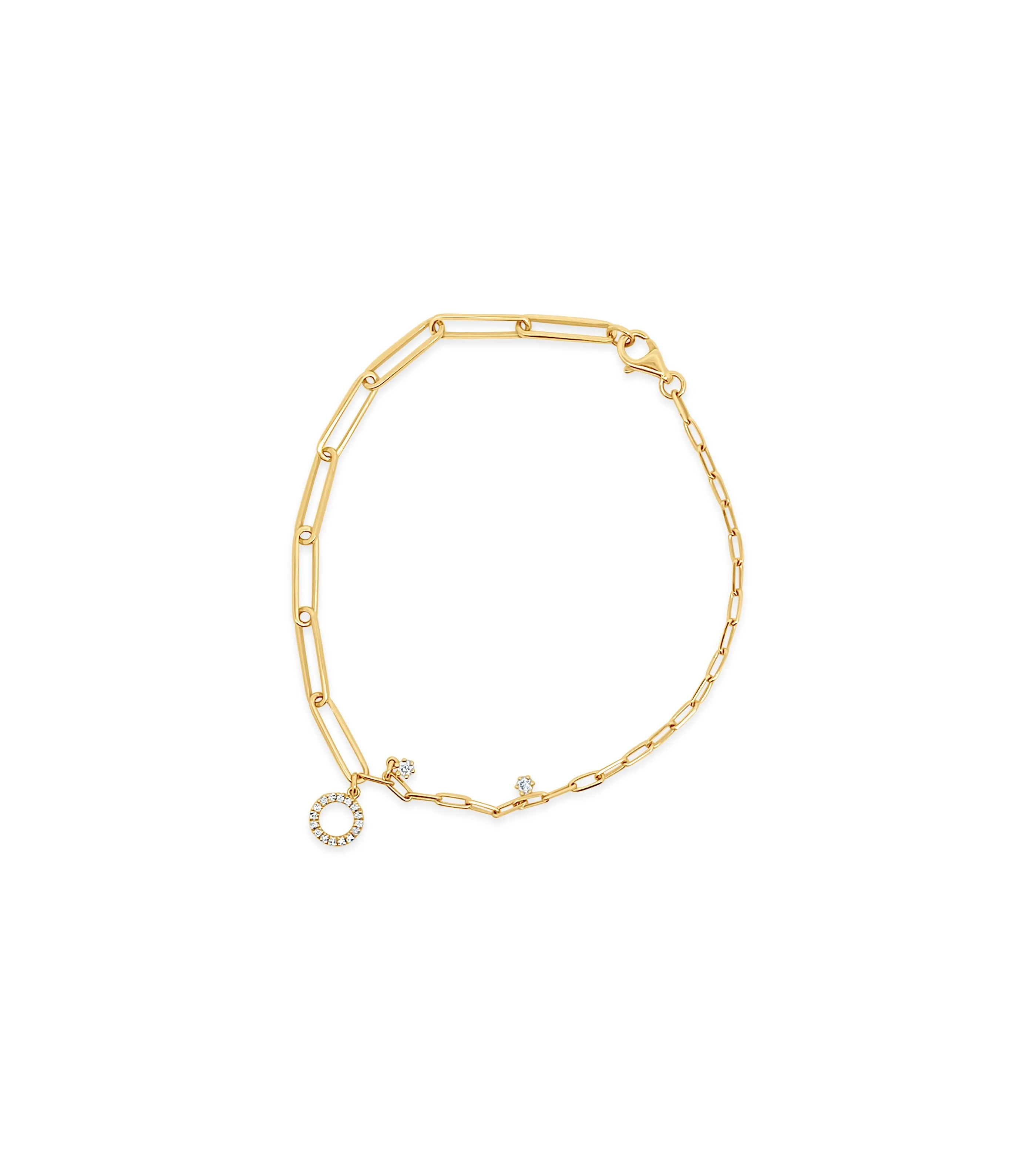 Diamond Paperclip Half Chain Bracelet