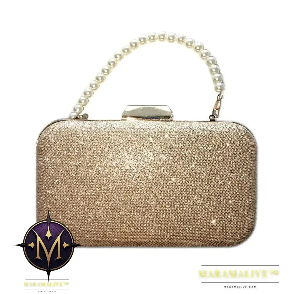 Diamond-studded pearl petal chain tassel dinner bag