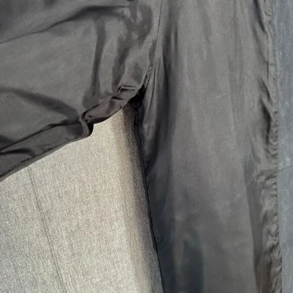 Diane Gilman Collection Black 100% Silk Funnel Neck Minimalist Boxy Long Jacket