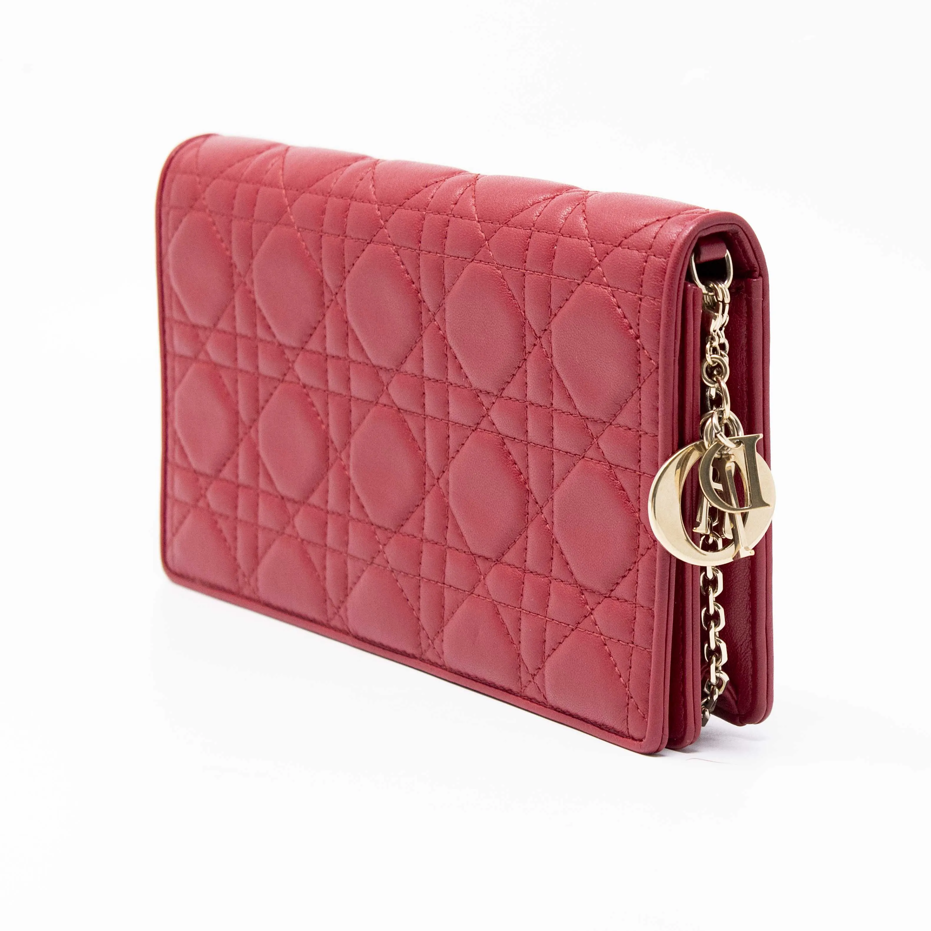 Dior Red Lady Dior Pouch with Chain