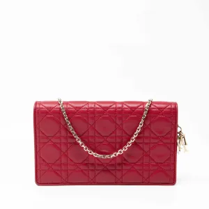 Dior Red Lady Dior Pouch with Chain