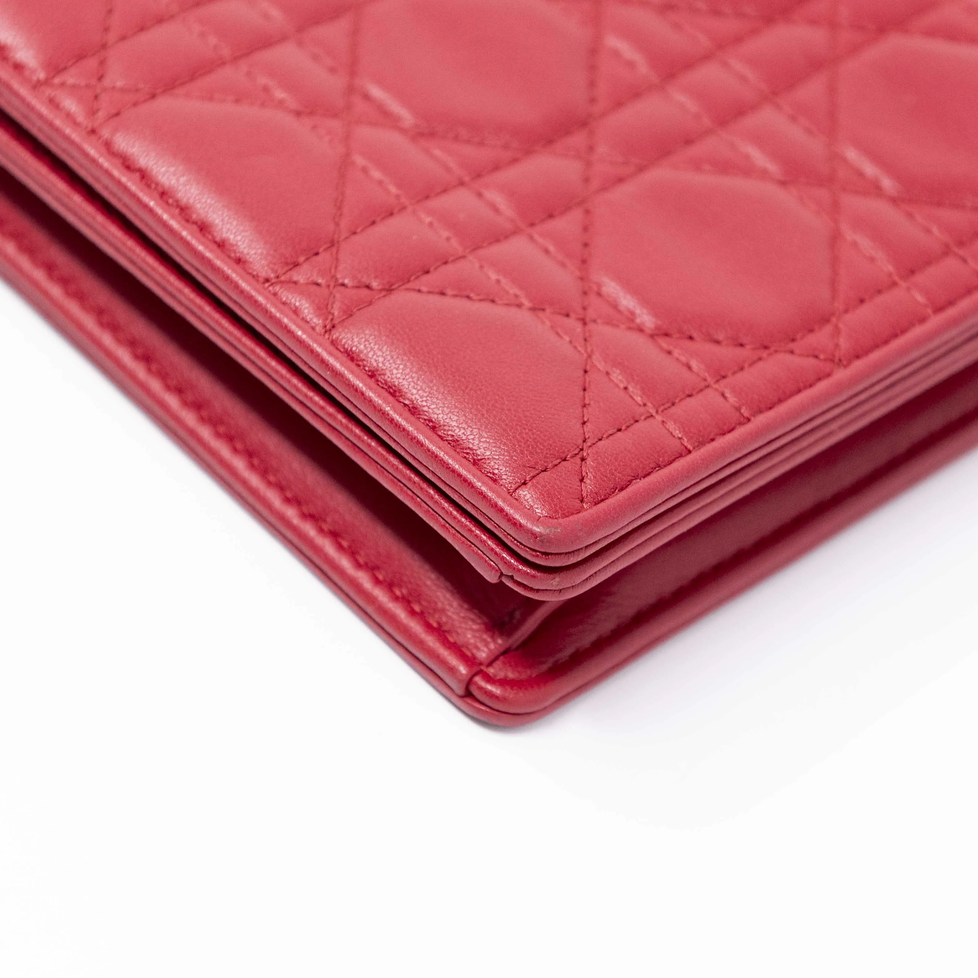Dior Red Lady Dior Pouch with Chain