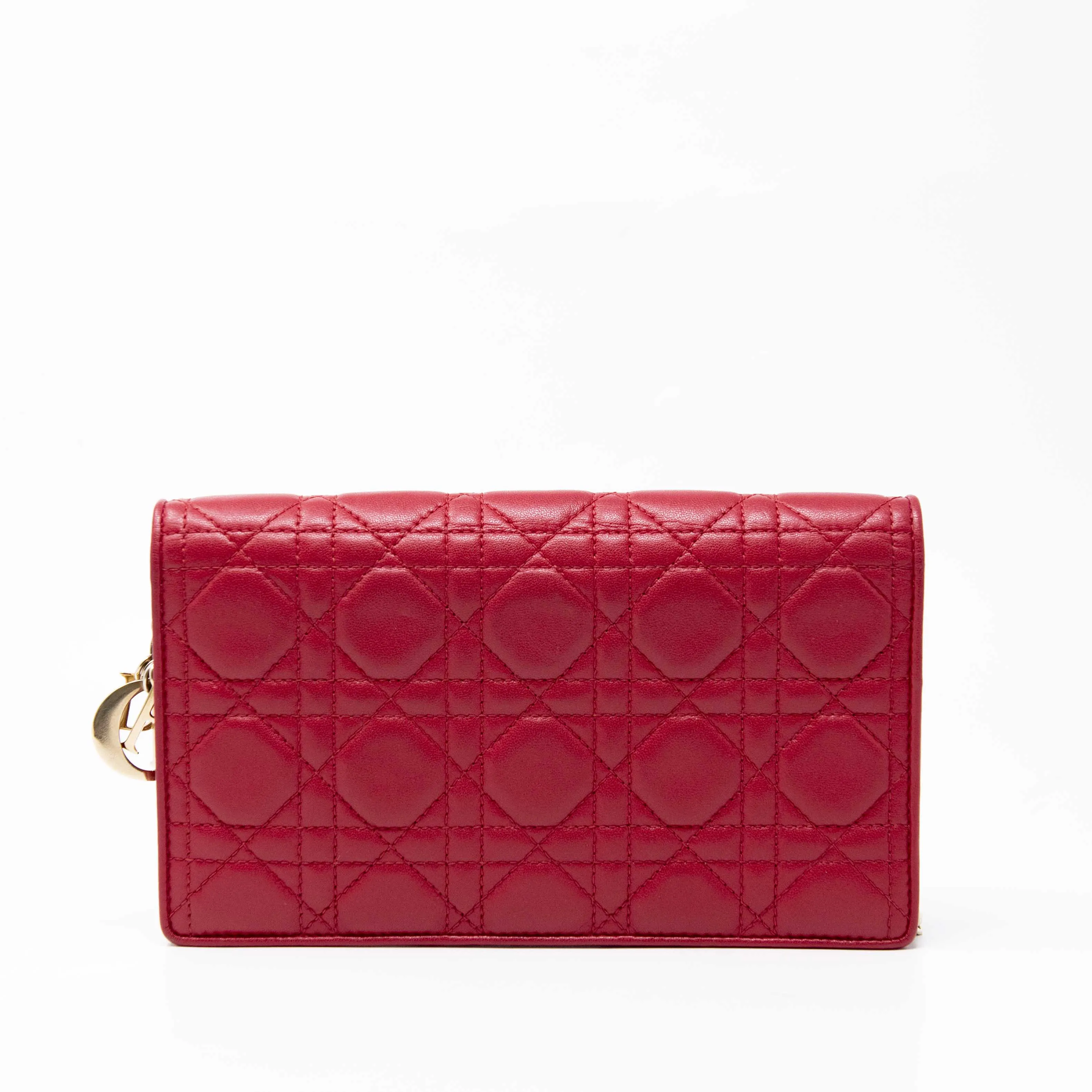 Dior Red Lady Dior Pouch with Chain