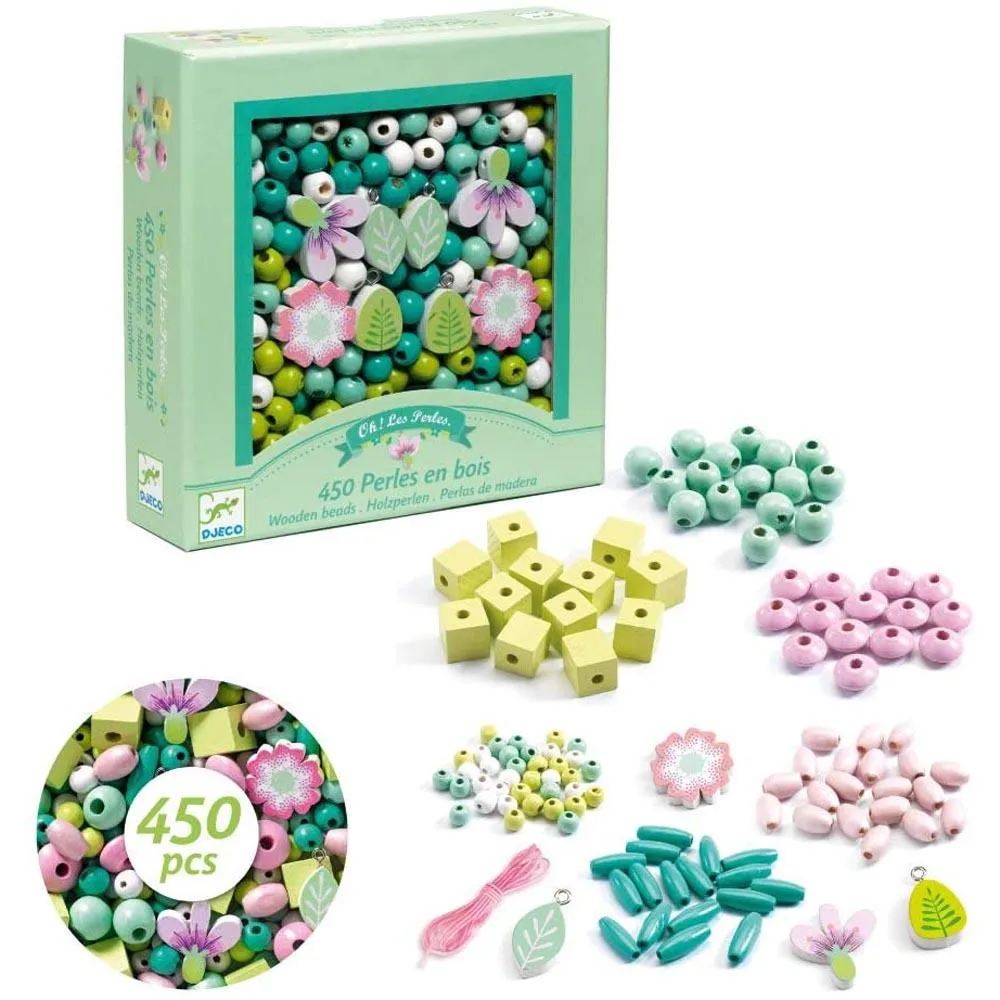 Djeco Leaves & Flowers Wooden Beads