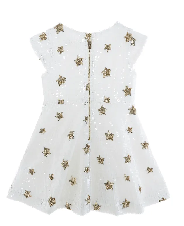 Doe A Dear Gold Star White Sequin Dress