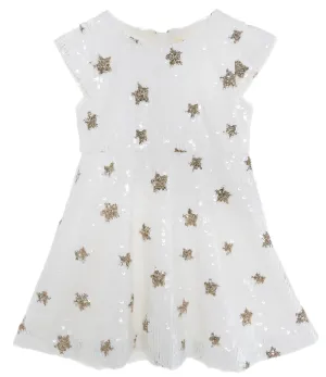 Doe A Dear Gold Star White Sequin Dress