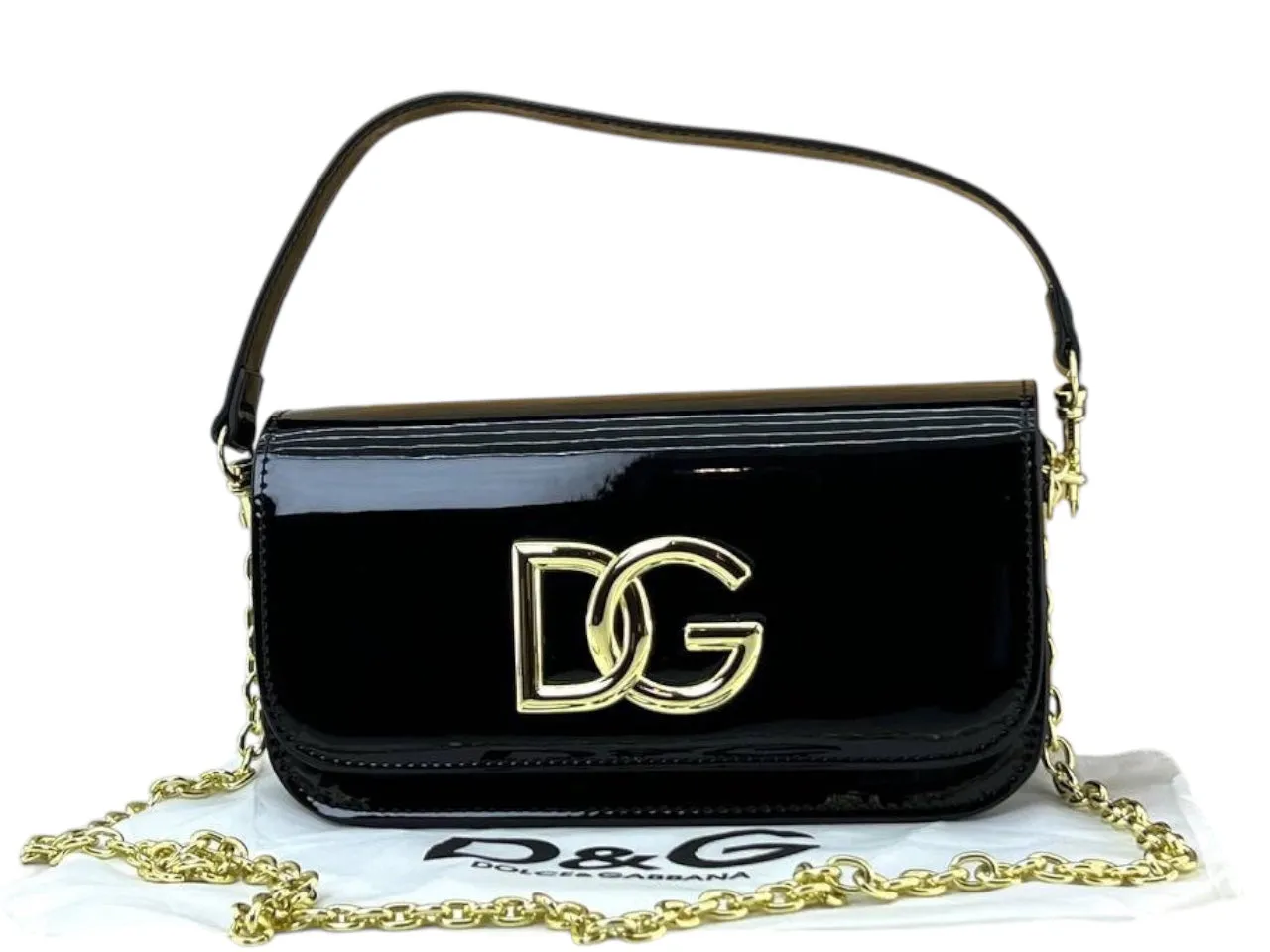 Dolce & Gabbana DG Logo Patent Leather Shoulder Bag (12x22)